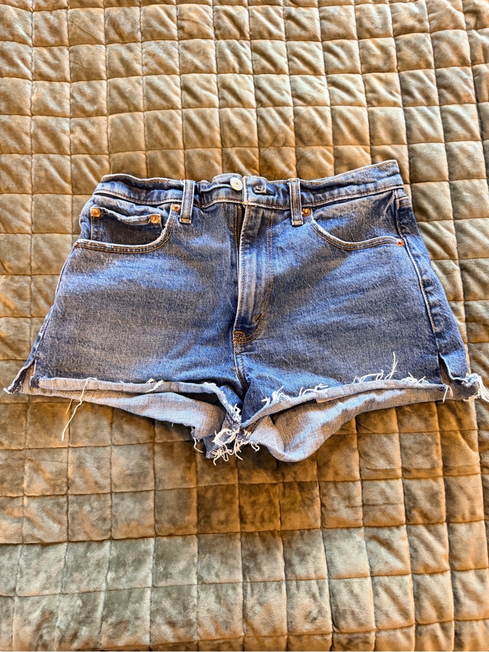 Abercrombie & Fitch Blue Denim Cutoff Shorts high rise mom short